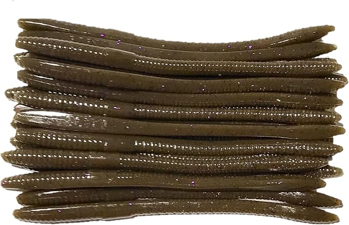 20 Pcs 6.25" Drop Shot Finesse Worms (Scented, Floats) Soft Plastic Baits for Bass Fishing