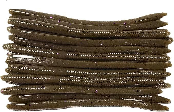 20 Pcs 6.25" Drop Shot Finesse Worms (Scented, Floats) Soft Plastic Baits for Bass Fishing