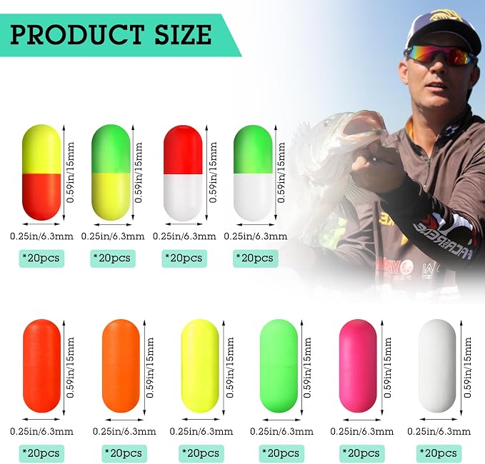 Skylety 100 Pieces Pompano Rig Floats for Surf Fishing Pill Snell Fishing Floats Making Kit for Trout Catfish Walleye
