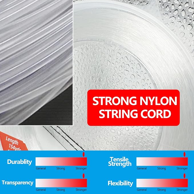 Nylon Fishing Line, 985ft,Strong Clear Invisible Hanging Wire for Crafts Beading, Decorative Pictures, Stringing Lights