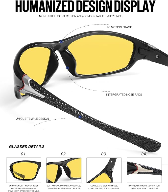 KALIYADI 4 Pack Polarized Sunglasses-Men Sports Sun-glasses: Mens Sunglasses UV Protection for Fishing Driving Cycling