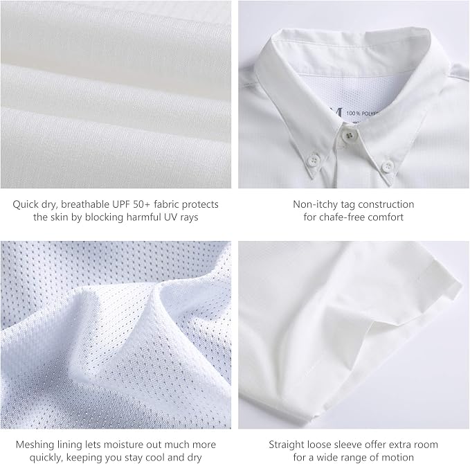 Bassdash UPF 50 Men’s Fishing Dress Shirt Button Down Woven Short Sleeve Outdoor