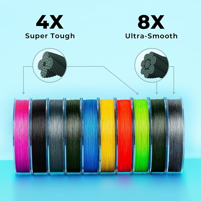 Calamus Bastion Braided Fishing Line -Abrasion Resisting Braided Lines – Thin Diameter Superline – Zero Stretch – 4 Strand MultiTuf Fiber Braid Line