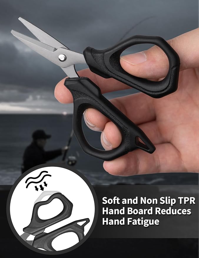 4.6" Fishing Scissors,Fishing Line Cutter for Braided Fishing Line,Fishing Gear with Tool Retractor,Non-Slip Grip Small Scissors for Saltwater