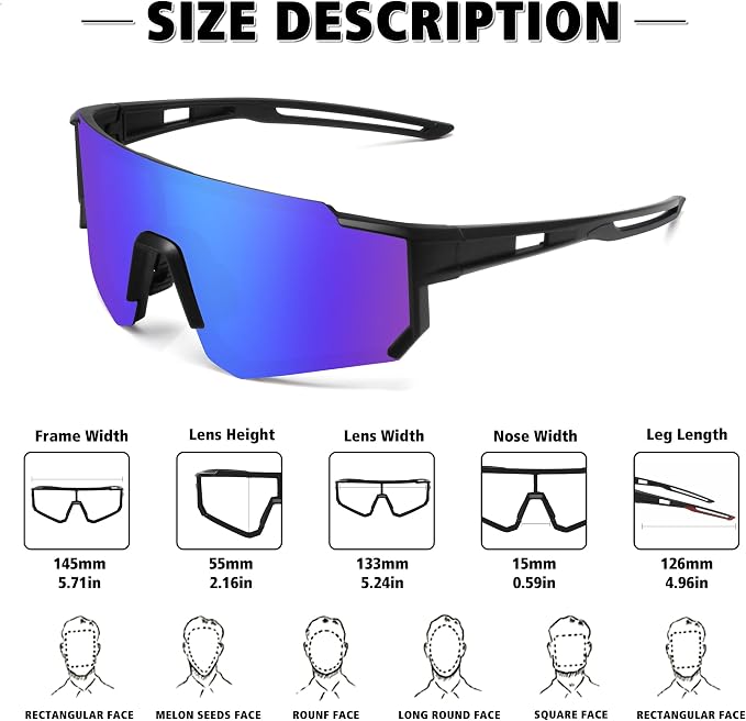 STORYCOAST Polarized Sports Sunglasses for Men Women,Driving Fishing Cycling Mountain Bike Sunglasses UV400 Protection