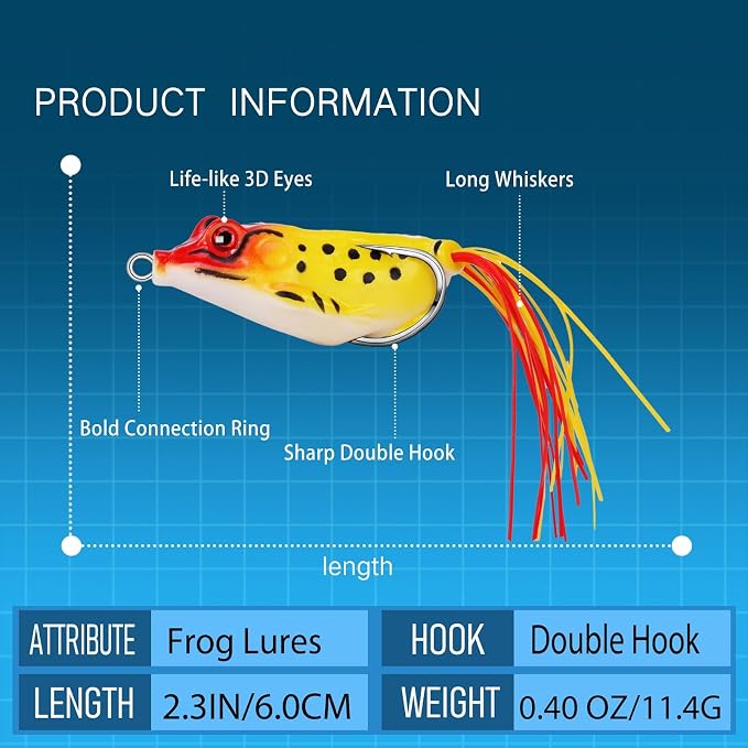 5PCS Frog Lures for TopWater Bass Fishing Lures,Freshwater and Saltwater Fishing Gear Kit for 2026 Surprise Gift