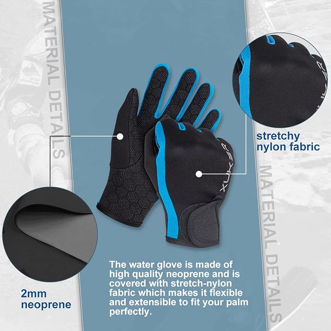 XUKER Neoprene Glove,Wetsuit Gloves 1.5mm & 2mm for Scuba Diving Snorkeling Paddling Surfing Kayaking Canoeing Spearfishing Skiing and Other Water Sports