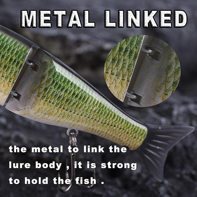 Glide Bait, Slow Sinking Swimbait, Topwater Hard Lures for Bass Catfish,Pike Perch, Freshwater or Saltwater