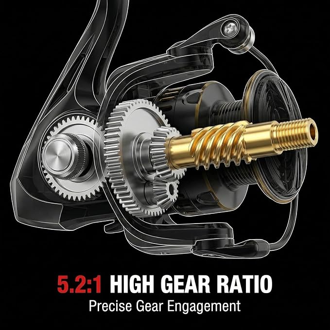 Persei Spinning Fishing Reel - 22LBs Max Drag, 5.2:1 Gear Ratio - Lightweight Ultra Smooth Powerful Saltwater or Freshwater Spinning Fishing Reel, 500 2000 3000 5000 7000 Series
