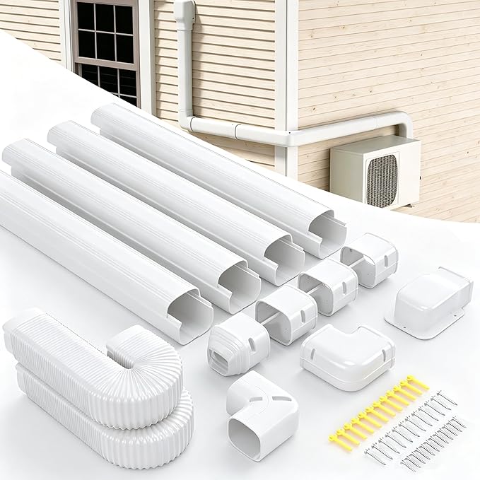 4'' 17 Ft Mini Split Line Cover Set Kit, Ductless Pipe Cover for Mini Split Line, Line Set Cover for Mini Split Air Conditioner, Central AC Pipe Cover