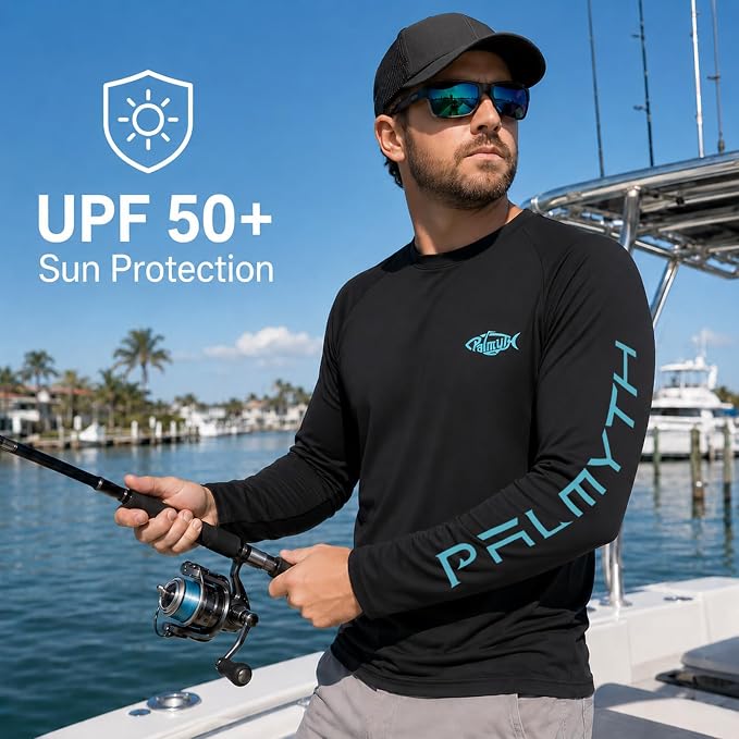 Palmyth Fishing Shirts for Men Long Sleeve UPF 50+ T Shirt Sun Protection Tee