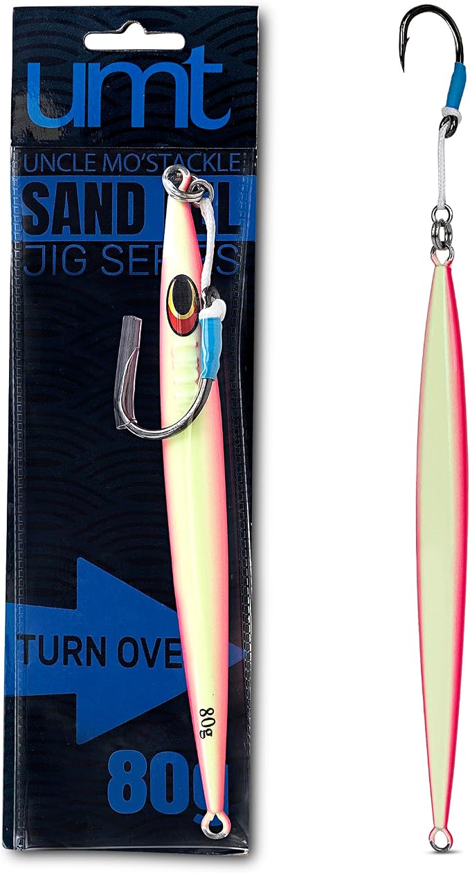 UMT Sand EEL 80g Offshore Fishing Jigs - Multi Species. Packs: 1, 5, 10. Green, Pink. Pro-Grade.