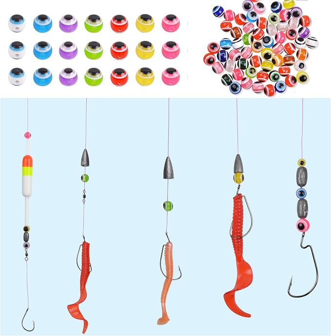 Fishing Beads Assortment Kit Hard Plastic Fishing Line Beads Bait Eggs for Texas Carolina Rigs Fish Rigs DIY Kit, 300pcs Mix, 6mm 300pcs