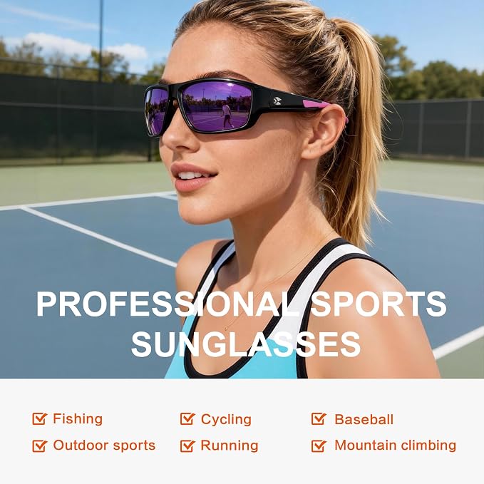 suoso Sports Polarized Sunglasses for Men: Women UV400 Protection Wrap Around Sun Glasses for Golf Fishing Running Driving