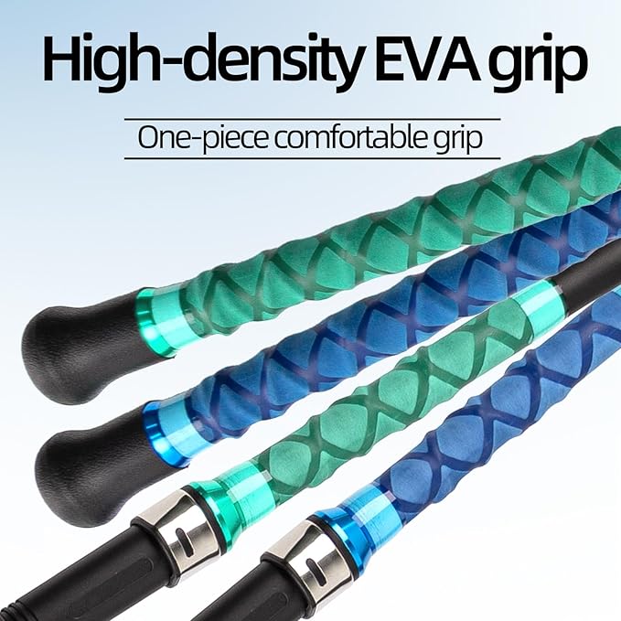 Surf Rod Saltwater 9ft- 4-Piece Carbon Fiber Surf Fishing Rods, Portable Travel Surf Spinning Rod with 20-40lb Power Green Blue