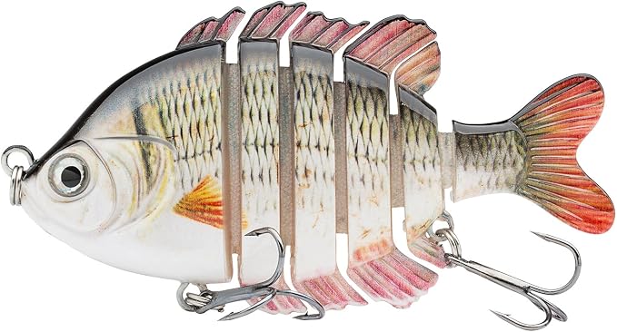 BASSDASH SwimPanfish Multi Jointed Panfish Bluegill Swimbaits Hard Topwater Bass Lures Fishing Lure Crank Saltwater 3.5in/0.85oz,Pack of 4