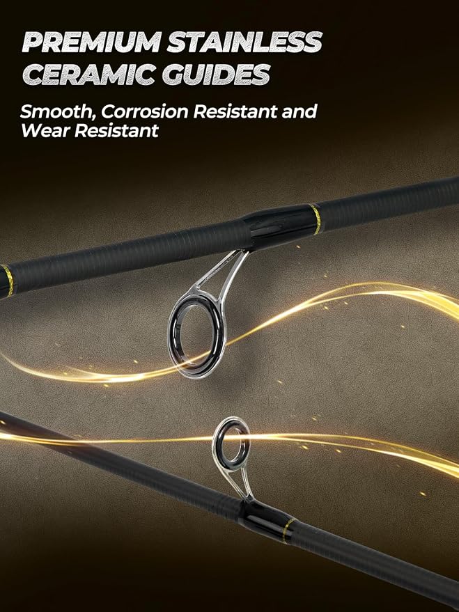 Jenseits Carbon Fiber Fishing Rod Series (6-12 Ft), Spinning & Casting Rods with Stainless Steel Ceramic Guides, Fast Action Fishing Pole for Bass, Trout, Walleye & Surf Fishing