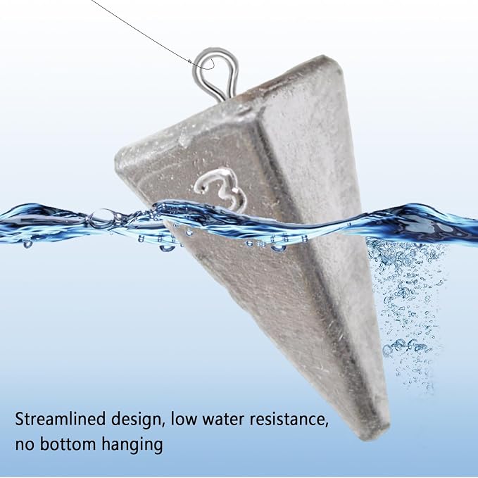 Pyramid Sinkers Assorted Weights 2oz 3oz 4oz, Lead Surf Fishing Sinkers for Saltwater Beach Bottom Fishing (5-8 Pack)