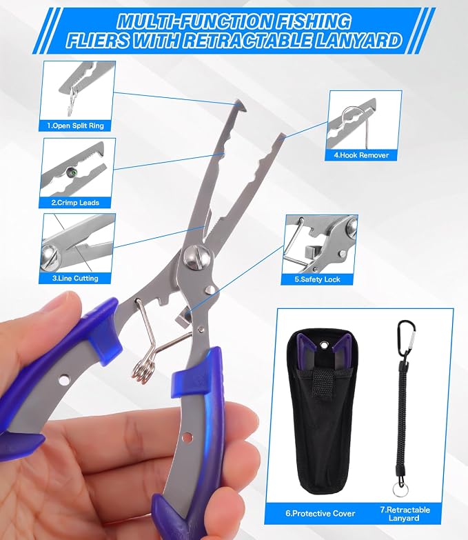 Fishing Tool Set, Fishing Pliers & Hook Remover,Fish Gripper with Weight Scale,Fish Ruler,Fish Gloves,Fishing Gear Tool Kit Accessories for Men Gift