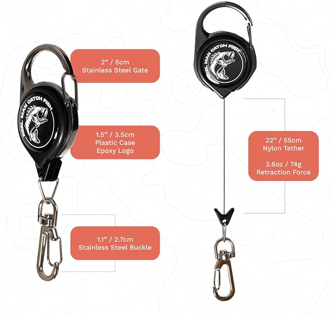 HOOK-EZE Fly Fishing Zinger Retractor for Anglers Vest, Pack of 3 - Fishing Gear and Equipment for Nippers, Forceps, Fly Float Ant, Belt Loops & Backpack