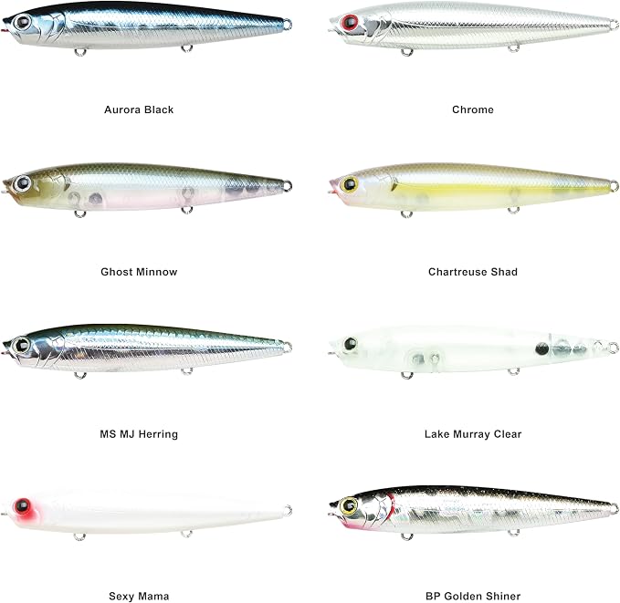 LUCKY CRAFT Gunfish 95 3 Hook Freshwater Fishing Lures and Bait for Bass Fish, Topwater Fish Line, Surface Bait with Treble Hooks, Fishing Gear for Tackle Box
