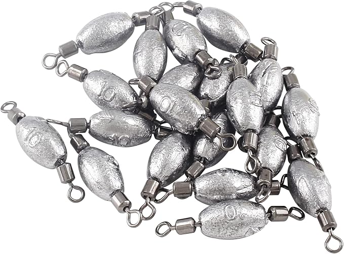Hitefu Fish Weight Sinkers, Inline Weights Lead Fishing Weights Trolling Sinkers, Egg Sinkers for Bottom Fishing (3/8, 1/2, 3/4oz)