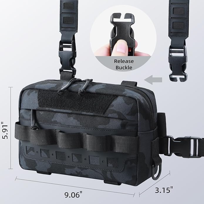 Outdoor Chest Bag for Men, Water-Resistant Fishing Chest Pack, Tactical Vest for Running, Cycling, Hiking