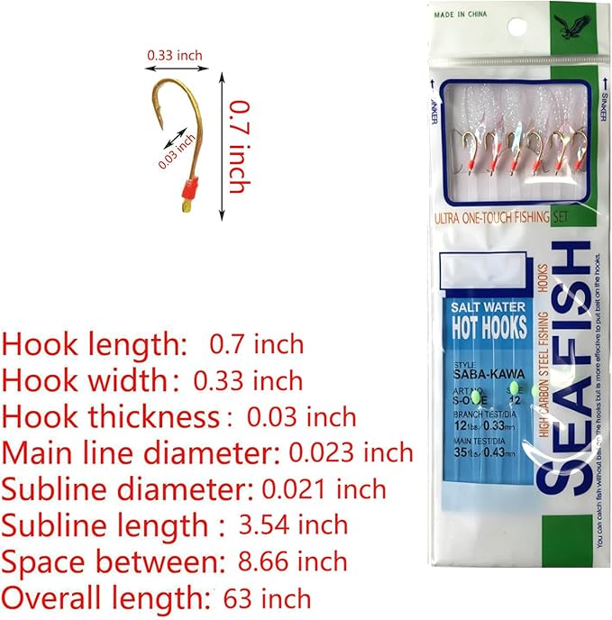 36-Piece Luminous Sabiki Rigs - Fishing Lures with Sharp Hooks for Freshwater & Saltwater