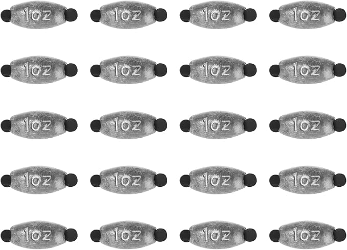 20 Pack Removable Rubber Core Weights Twist-Lock Sinker Size 1/16 1/8 3/16 1/4 3/8 1/2 3/4 1OZ