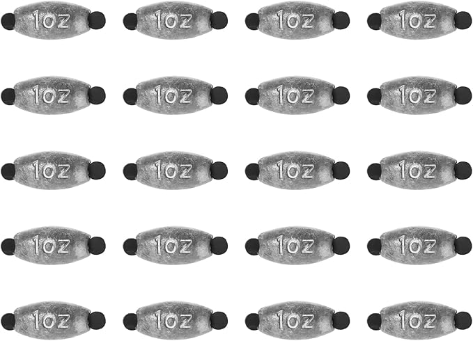 20 Pack Removable Rubber Core Weights Twist-Lock Sinker Size 1/16 1/8 3/16 1/4 3/8 1/2 3/4 1OZ