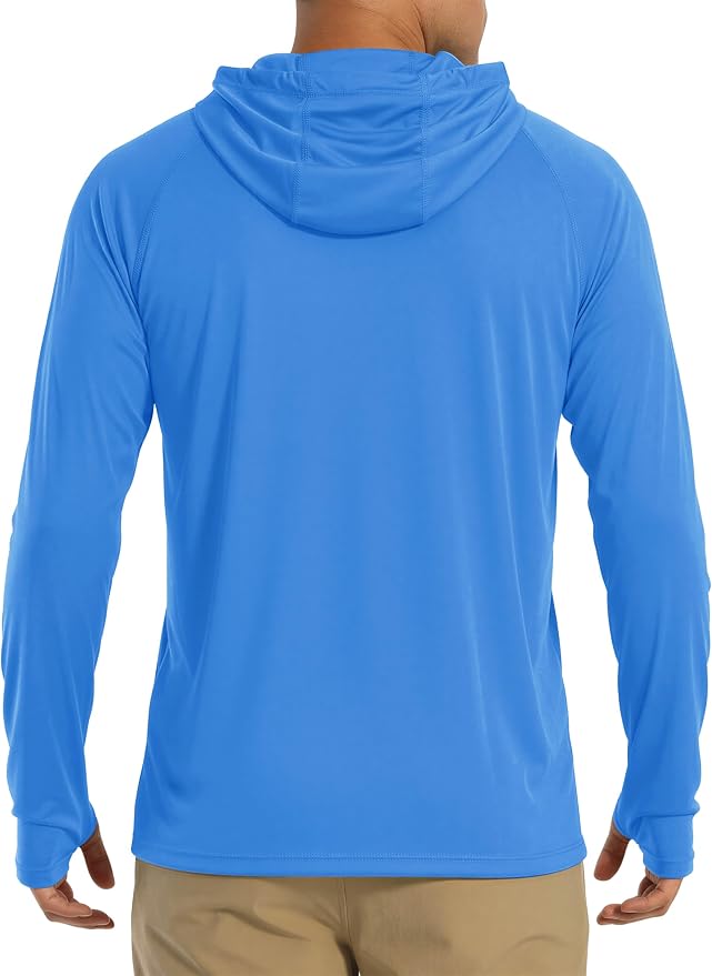 MAGCOMSEN Men's Hooded UPF 50+ Sun Protection T Shirts Long Sleeve Athletic Fishing Shirts Rash Guards