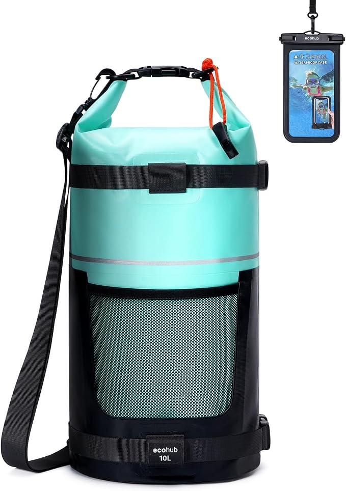 ECOHUB Waterproof Dry Bag for Women Men, 5L/10L/20L Roll Top Lightweight Dry Storage Bag Backpack for Travel Kayaking Hiking Floating with Waterproof Phone Case