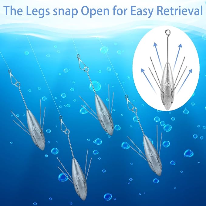 Sotiff 5 Pcs Sputnik Sinker Surf Fishing Weights Fishing Equipment Long Tail Surfing Surf Casting Sinkers Spider Weights for Catfish Near Sea Ocean Ship Breakwater Large River Beach Man Gift