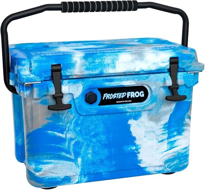 USA Made Frosted Frog Camo 20 Quart Ice Chest Heavy Duty High Performance Roto-Molded Commercial Grade Insulated Cooler