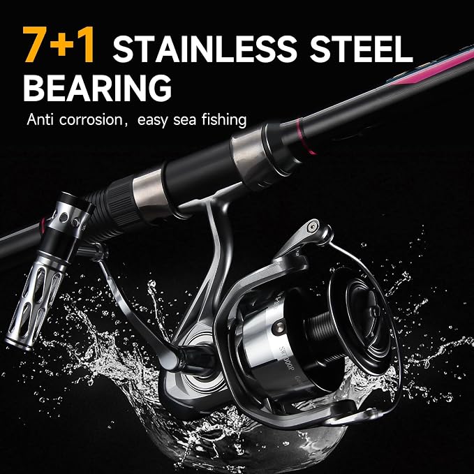 HAUT TON Spinning Reel 8000/9000/10000/12000/14000,6+1BB Metal Surf Fishing Reels,4.8:1 Gear Ratio 55lbs Drag Heavy Long Casting Inshore Saltwater Monster Fish