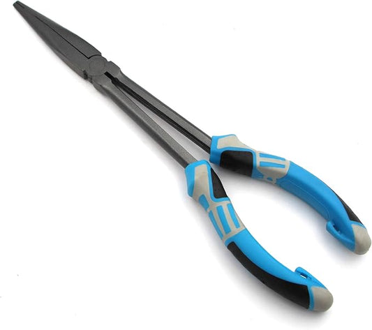 11" Long Nose Fishing Pliers, Straight & Bent Jaws, PTFE Coated Corrosion Resistant, Hook Remover & Braid Cutter Fishing Needle Nose Pliers, Saltwater Freshwater Gear for Bass Snook Trout