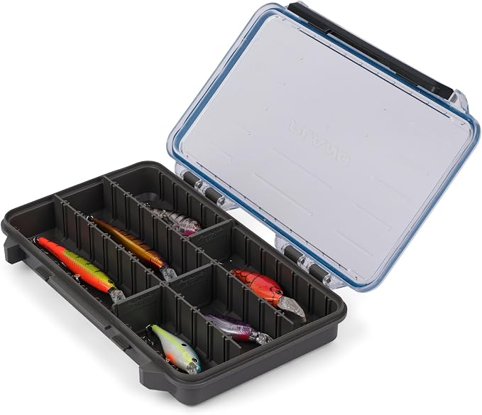 Plano StowAway 3600 Waterproof Stow Tackle Box, 4-Pack, IPX7 Waterproof Rating, with Rustricor, Single Latch Design, Transparent DuraView Lid, Storage for Fishing Bait, Lures and Gear