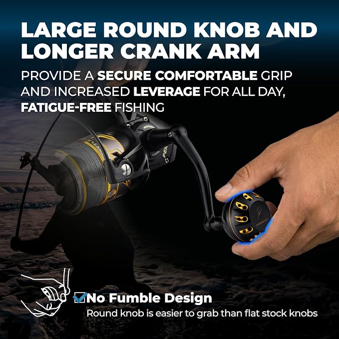 GOMEXUS Power Handle Compatible for Penn Battle III&IV Spinning Fishing Reel Replacement Crank (Make Sure Your Reel's Size & Please Note The First Picture)