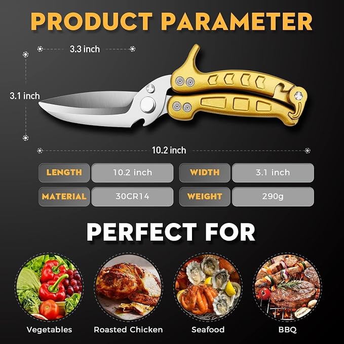 Dream Reach Poultry Shears, Germany Heavy Duty Kitchen Scissors With Knife Bottle Opener Gift Box, Multipurpose Kitchen Shears For Cooking Chicken Meat Turkey Thanksgiving Gifts for Men Women