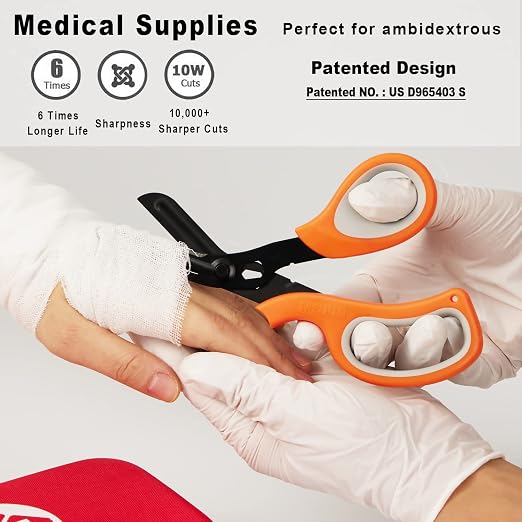 MEUUT 2 pcs Medical Scissors Trauma Shears for Left and Right Hand-8 inches Bandage Scissor Heavy Duty, Surgical Grade Shears Stainless Steel EMT Scissors for Doctors Nurses EMT Workers