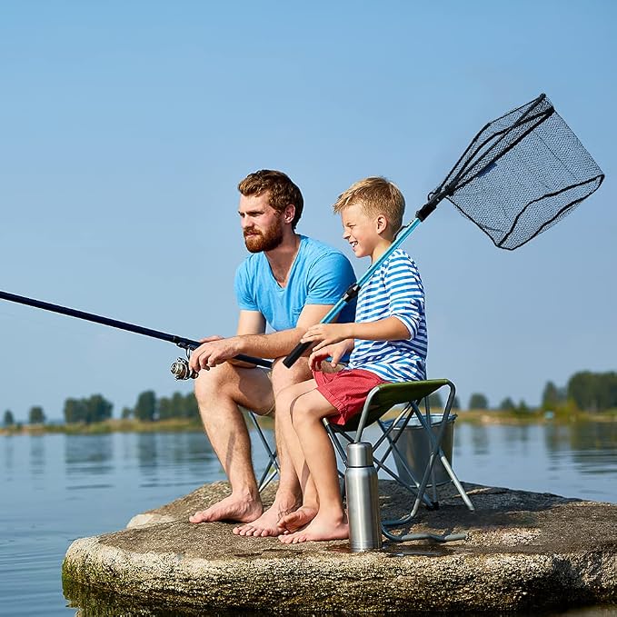 SAN LIKE Fishing Net Fish Landing Net Collapsible Fish Net with Anti-Slip Telescoping Rubber Pole Handle for Kids Adults in Saltwater Freshwater Multi-Size Extending to 37/42/43/51/69/71/89/98inch