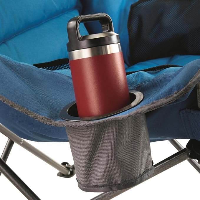 Guide Gear Oversized Extra Large Padded Camping Chair, Portable, Folding, Large Camp Lounge Beach Chairs for Outdoor, Adults, Men and Women, Heavy-Duty 400 Pound Capacity, with Cup Holder Blue