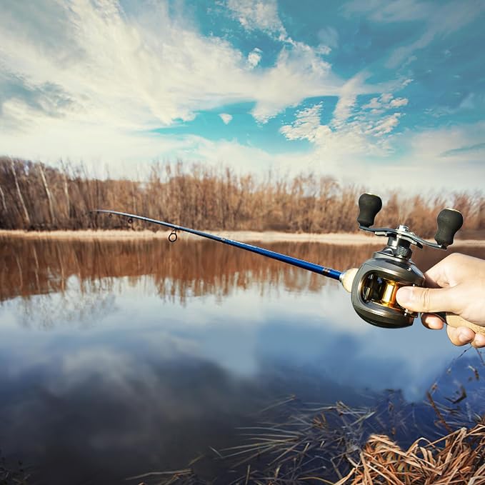 Baitcaster Reel, Fishing Reel, Magnet Braking System, 17.6 LB Max Drag, 7.2:1 and 6.3:1 Gear Ratio