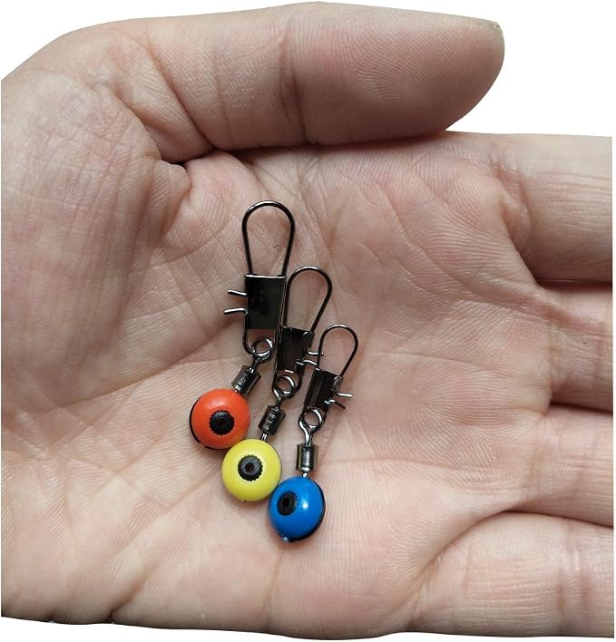 Fishing Line Sinker Slides Fishing Float Connector Rolling Swivels with Interlock Snaps Red/Yellow/Blue