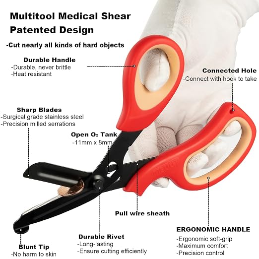MEUUT 2 Pack Trauma Shears Patented Bandage Scissors for Left and Right Hand- Medical Supplies with 8 inch Heavy Duty Medical Scissors for EMT Workers Nurses