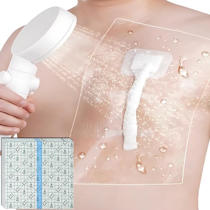 Waterproof Dialysis Catheter Shower Cover Large Coverage Shields for Peritoneal Dialysis Port Accessories PD Chest Catheter Central PICC Line Feeding Tube 10"x10"(Pack of 25)
