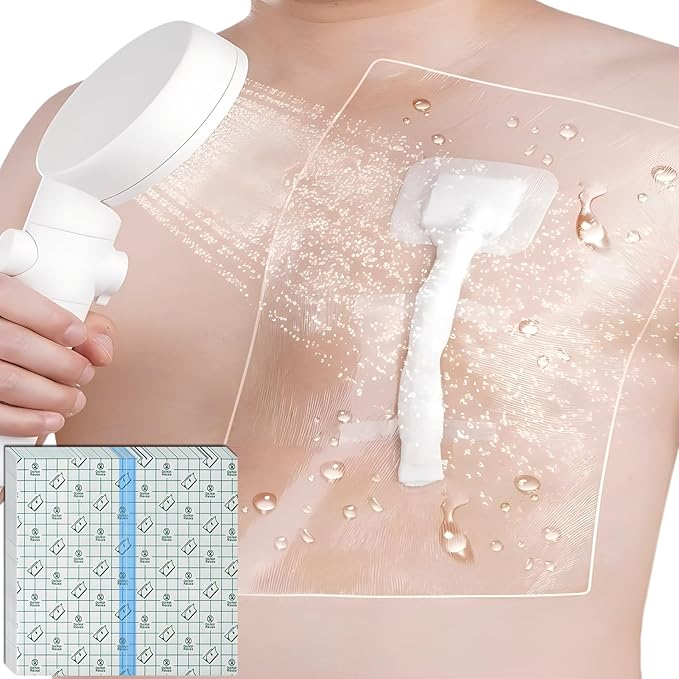 Waterproof Dialysis Catheter Shower Cover Large Coverage Shields for Peritoneal Dialysis Port Accessories PD Chest Catheter Central PICC Line Feeding Tube 12"x12"(Pack of 25)