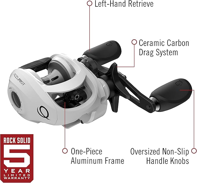 Quantum Accurist Baitcast Fishing Reel, Size 100 Reel, Oversized Non-Slip Handle Knobs and Continuous Anti-Reverse Clutch, One-Piece Aluminum Frame