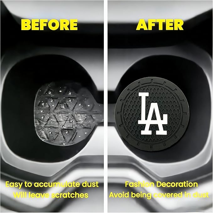 2 Pack Dodgers Car Cup Holder, Non-Slip Cup Coasters for LA Dodgers Fashion car Interior Accessories,Decorative Car Cup Mat, Diameter 2.75 Inch