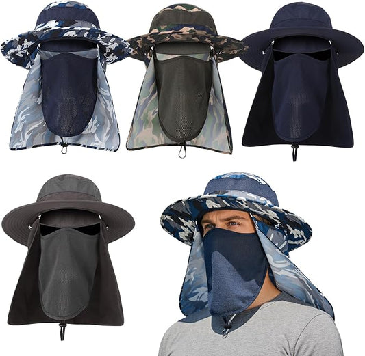 4 Pack Sun Hats for Men Women UPF 50+ Wide Brim Fishing Bucket Hat Summer Outdoor UV Protection Adjustable Neck Flap